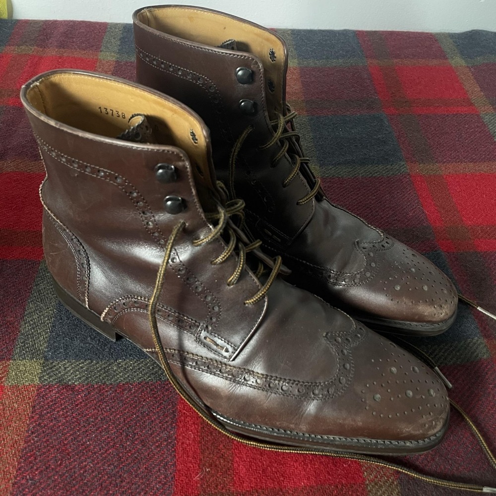 Magnanni Boots Mens Size 10.5D Brown Leather Chukka Wingtip Square Toe 13738